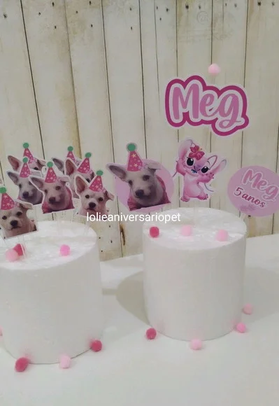 Kit Festa Aniversário Pet Topper e Chapéu Confeitaria