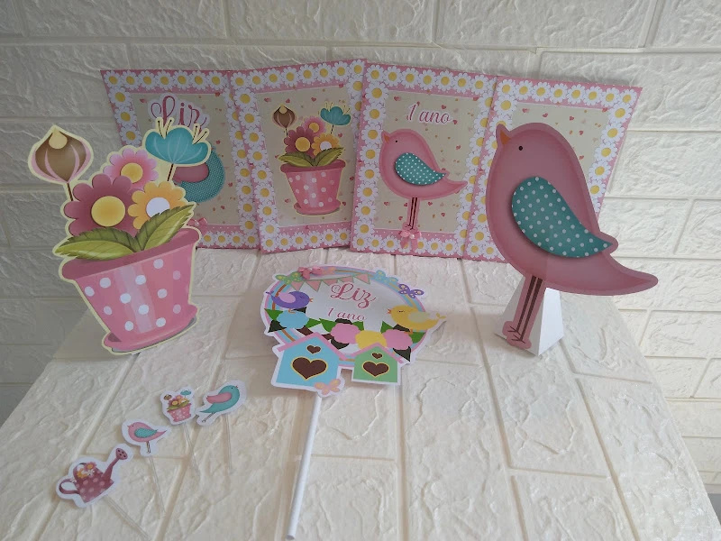 Kit Festa Decoração Jardim Encantado Aniversário Passarinho