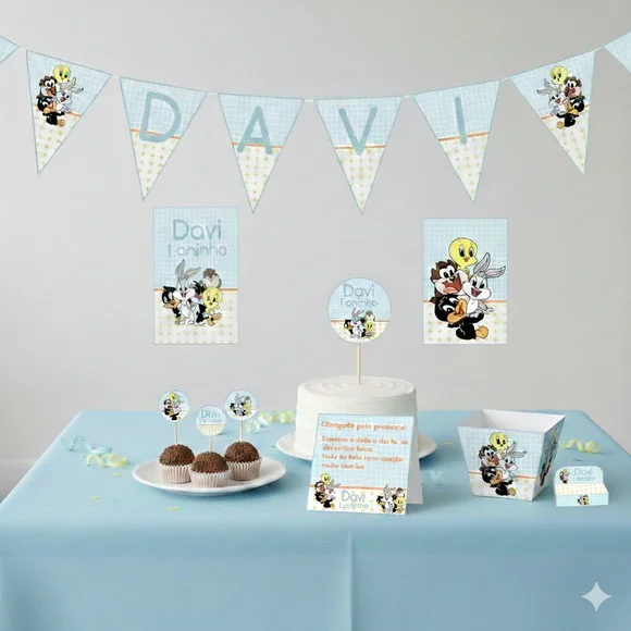 Kit Festa Infantil Baby Looney Tones Personalizado - Tam m