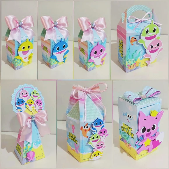 Kit Festa para Aniversário Baby Shark Kit com 10 Caixa