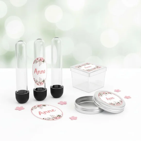 Kit Personalizado Latinha, Tubete, Caixinha Acrílica Floral