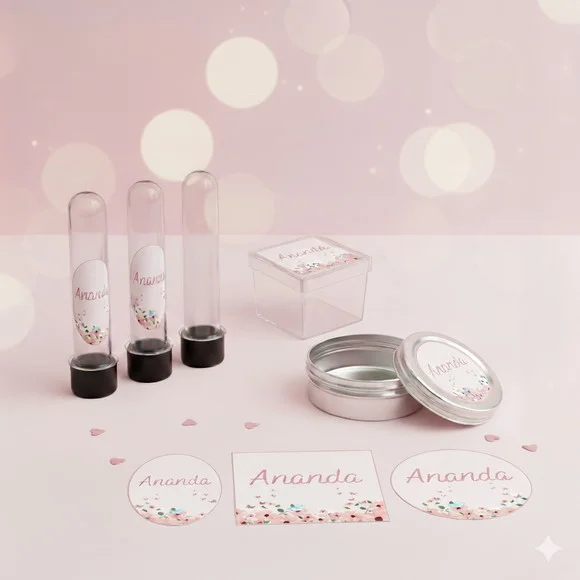 Kit Personalizados Latinha, Tubete, Caixinha Jardim Rosa