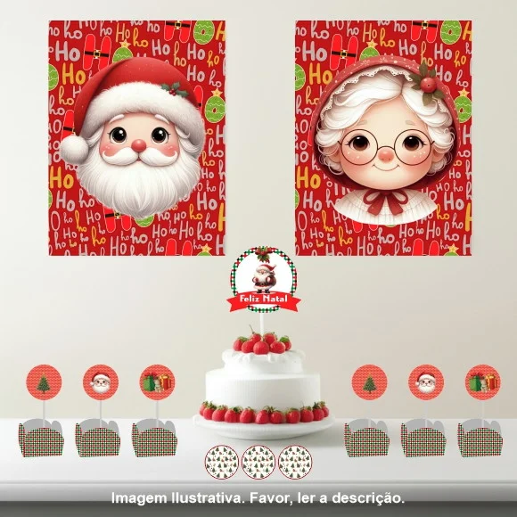 Kit Festa Personalizada Natal - 33 Itens
