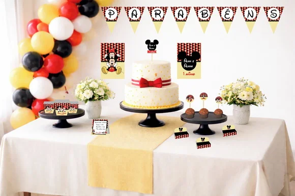 Kit Festa Personalizada Só Um Bolinho Mickey e Minnie -tam m