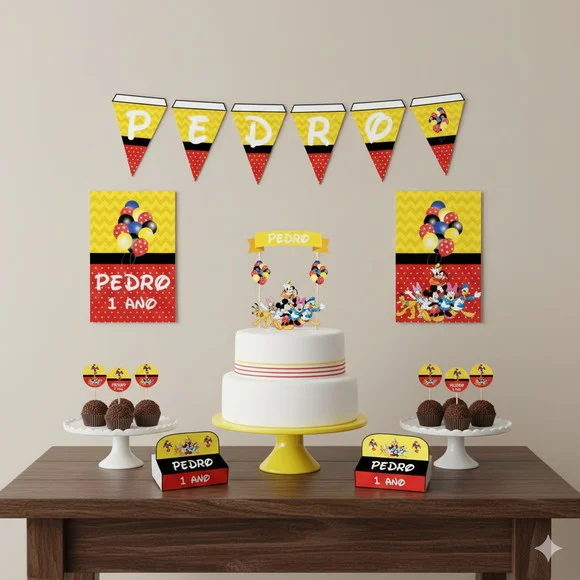 Kit Festa Personalizada Turma do Mickey - 39 Itens