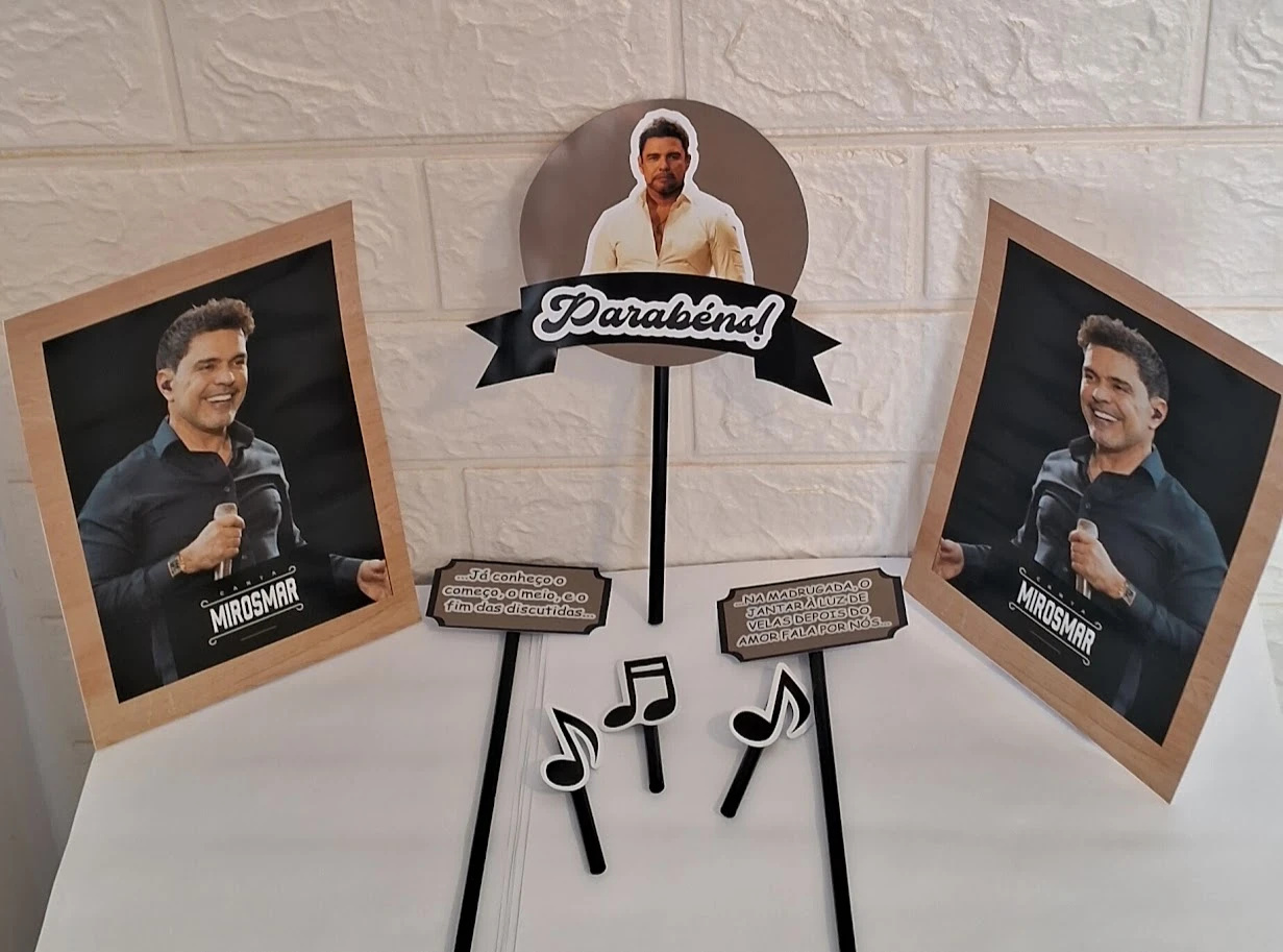 Kit festa Zezé di Camargo Mirosmar Aniversário Decoração Canta Mirosmar Zezé di camargo e Luciano