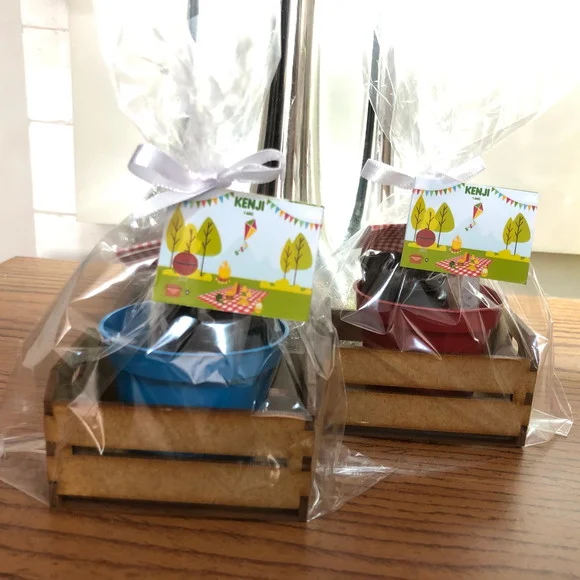 Lembrancinha festa Picnic com caixote mdf - Kit Jardinagem personalizado