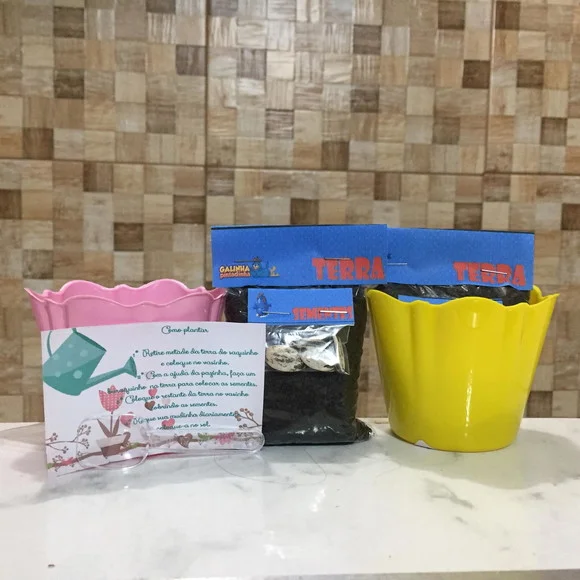 Lembrancinha festa Galinha Pintadinha - Kit Jardinagem plantação personalizado
