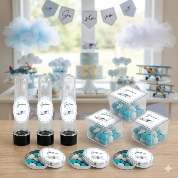 Lembrancinha Personalizada Kit 45 Peças Avião Aquarela
