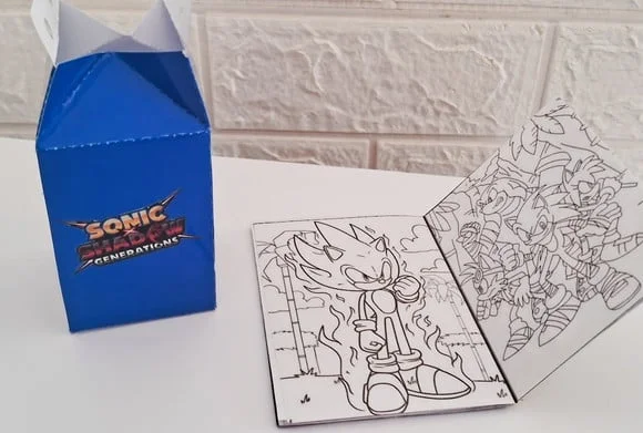 Kit Lembrancinha Sonic Caixa Milk e Mini Livrinho de Colorir