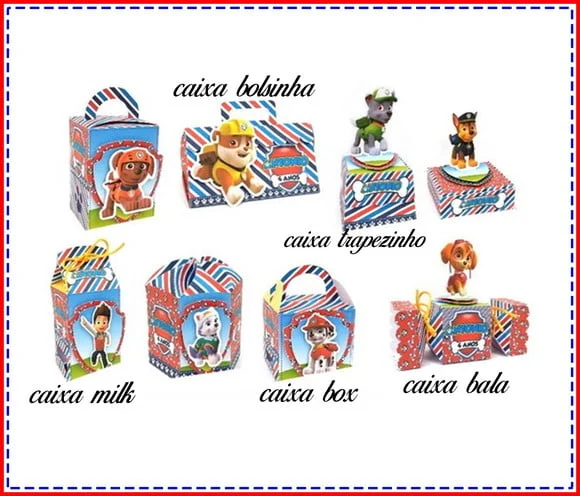 30 Lembrancinhas Patrulha Canina Caixinhas Aniversário Festa