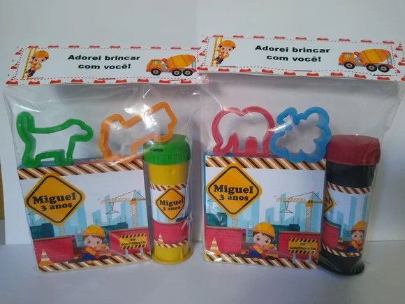 Kit Massinha e Bolinha de Sabão Festa Construtor
