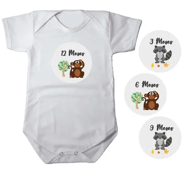 Kit Mêsversario Adesivo para Body Animais da Selva