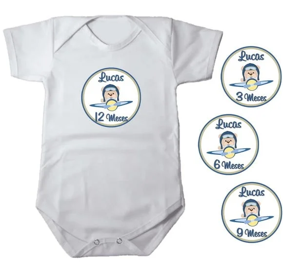 Kit Mesversario Adesivo Ursinho Aviador