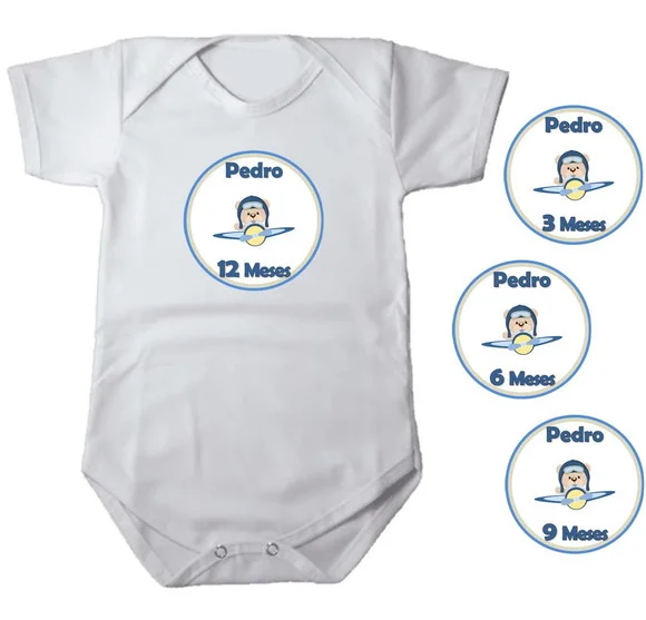 Kit Mesversario Adesivo Ursinho Aviador