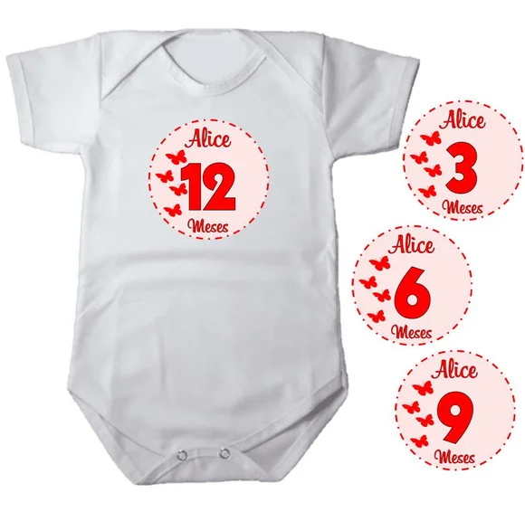 Kit de Adesivo Mesversario Album do Bebê Borboletas