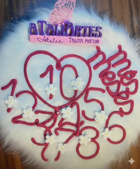 Kit Mêsversário Números decorados com Margaridas personalizado em Tricotin SEM NOME