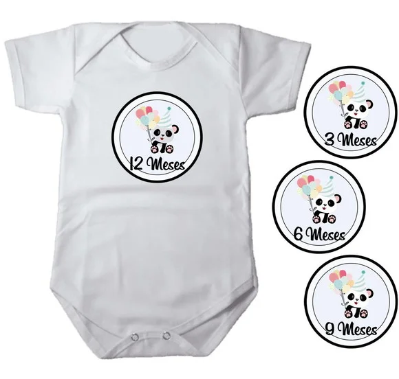 Kit Mêsversario para Body Adesivo Panda sem Nome