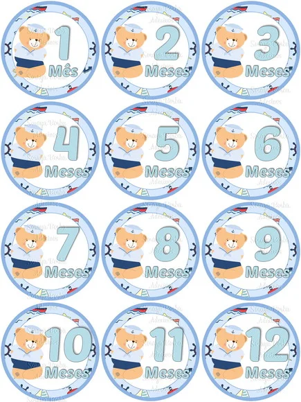 Kit Mêsversário Adesivo para Body Ursinho Marinheiro