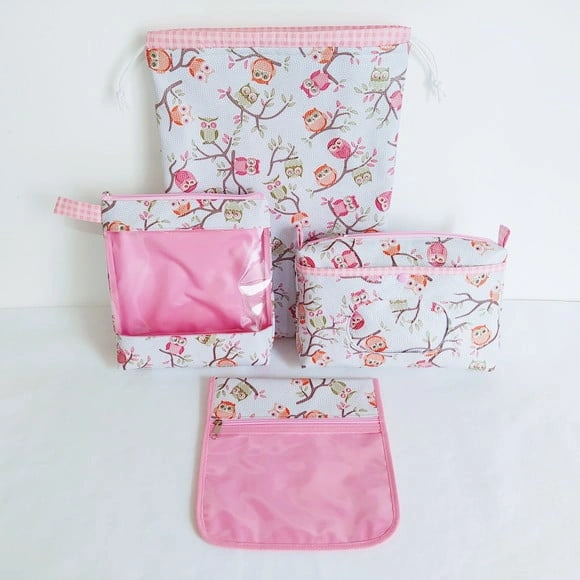 Kit Organização Bolsa do Bebê Maternidade - Corujinhas