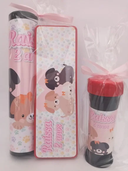 Kit Pega Vareta e Domino e Bolinha de Sabão Cachorrinho