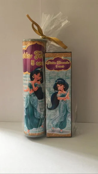 Kit Pega Vareta e Domino Personalizado Princesa Jasmine