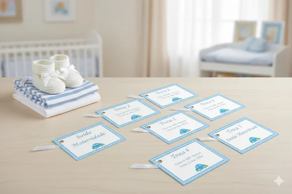Kit Tag Troca Maternidade Personalizado Azul (6 Unidades)