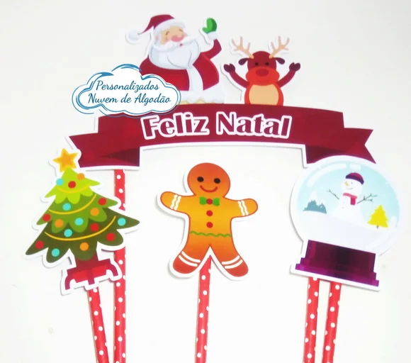 Kit topo de bolo - Natal