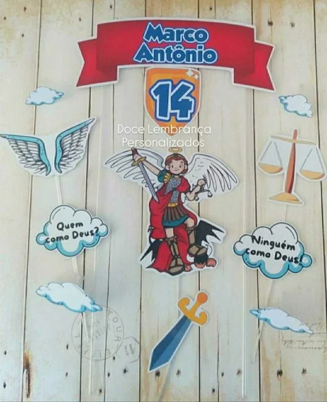 Kit Topper de Bolo e Topper Docinhos São Miguel Arcanjo