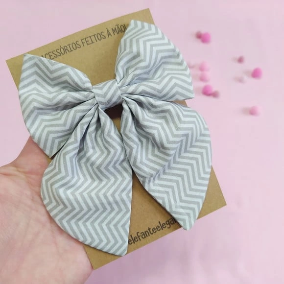 Laço Bella m Chevron Cinza