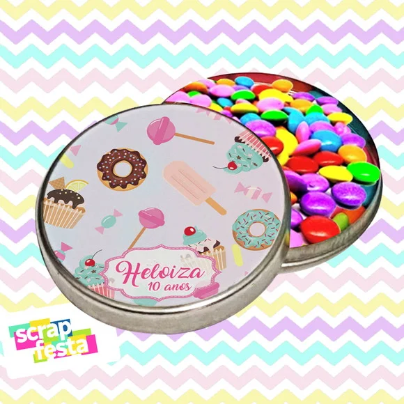Latinha com Confete Personalizada Festa Confeitaria