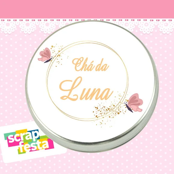 Latinha de Chá de Bebê Latinhas Menina Borboleta