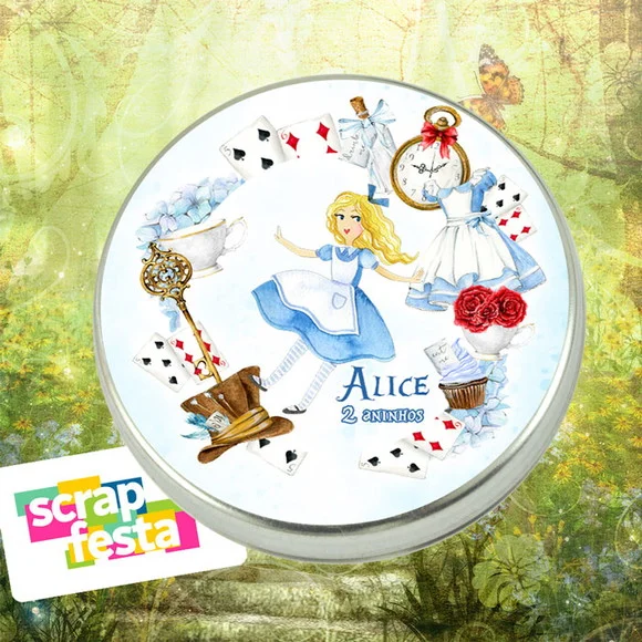 Latinha Personalizada Alice No País Das Maravilhas Aquarela