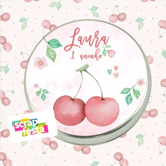Latinha Personalizada Festa Cerejinha Aquarela