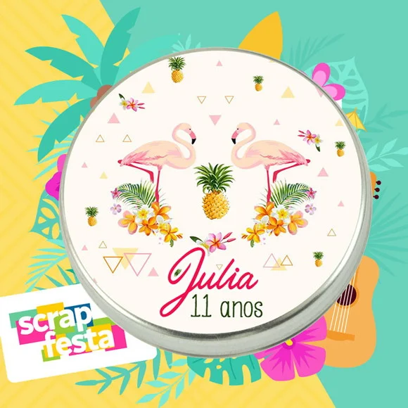Latinhas Personalizadas Tropical Flamingos Aquarela