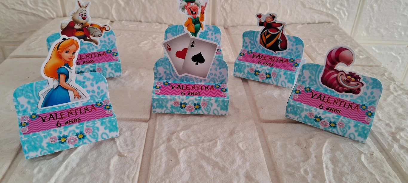 Lembrancinha de aniversário Alice no País das Maravilhas personalizados Caixa porta Bis duplo Caixinhas