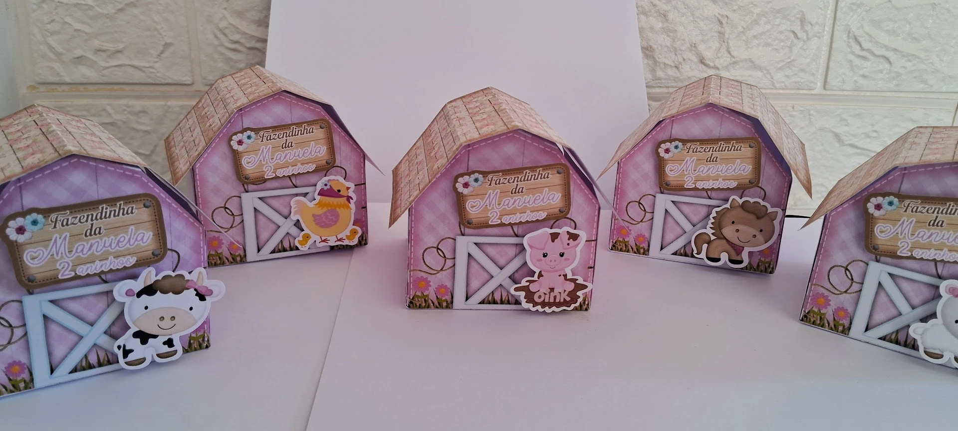 Lembrancinha de Aniversário Celeiro da Fazendinha Caixinhas Fazendinha Rosa Menina