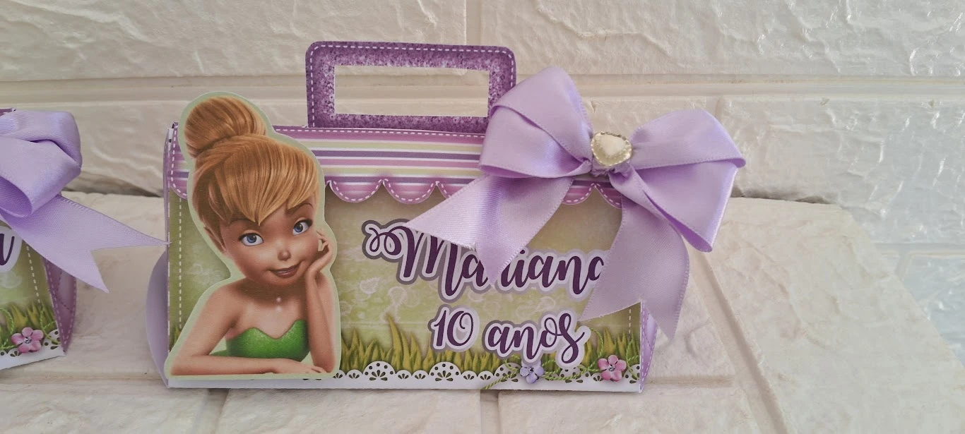 Lembrancinha de Aniversário Sininho Tinker Bell Caixinhas Festa Caixa Bolsinha