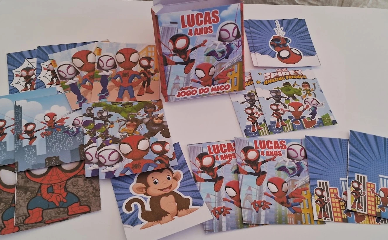 Lembrancinha de Aniversário Spidey e seus amigos Jogo do Mico Festa Infantil Joguinho do Mico Spidey Homem Aranha