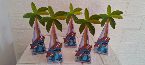 15 Caixas Piramide Stitch Lembrancinhas Aniversário Festa