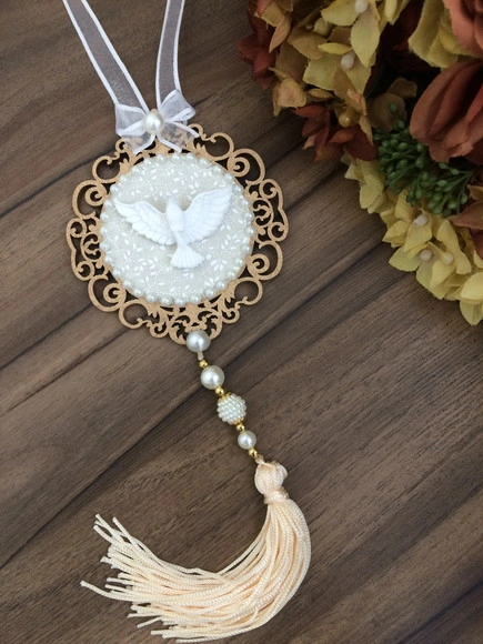 Lembrancinha Mandala de Porta Divino Espírito Santo Poá Bege