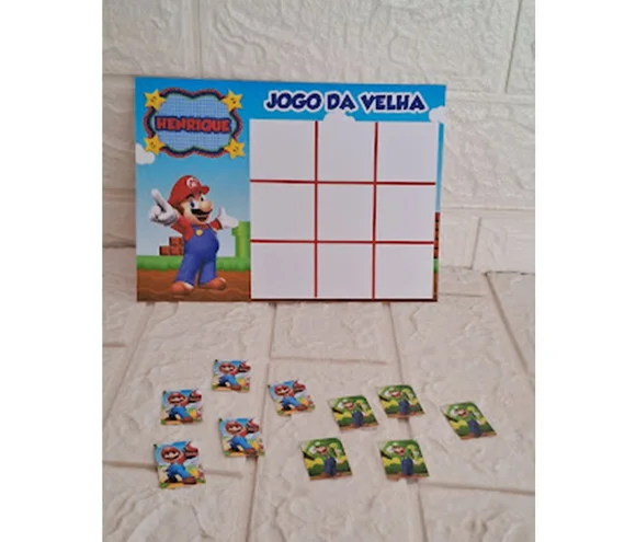 Lembrancinha Super Mario Jogo da Velha Aniversário 15 un