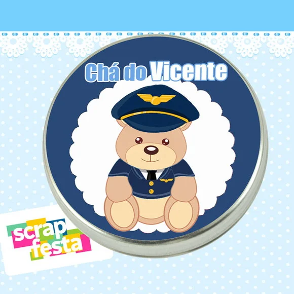 Lembrancinhas de Chá de Bebê Latinhas Urso Policial