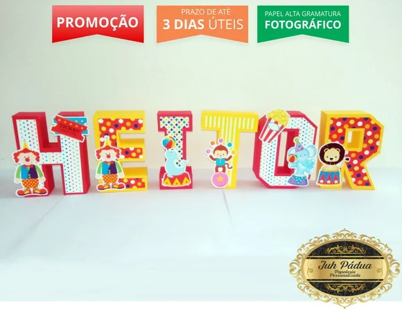 Letra 3d decorativa Circo Menino