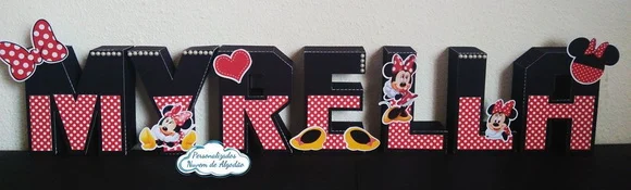 Letra 3D - Minnie Vermelha