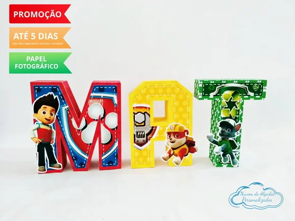 Letra 3D Patrulha Canina