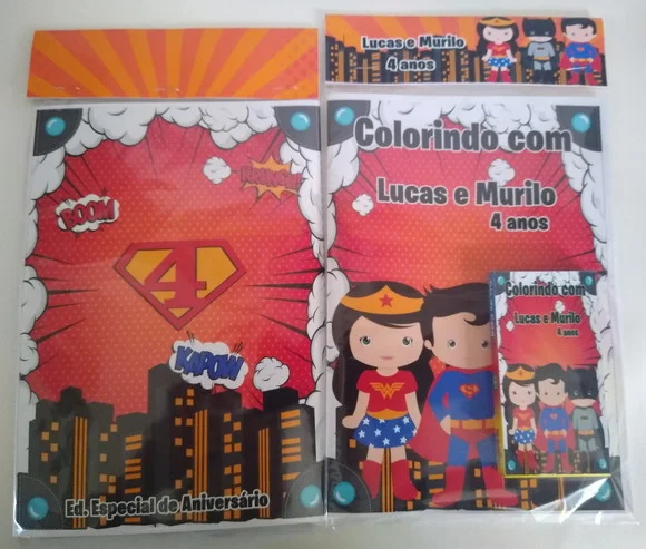Livro de Colorir c/ Giz Super Herois Cute