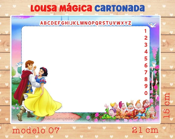 Lousa Mágica Cartonada Branca de Neve com Jogos no Verso