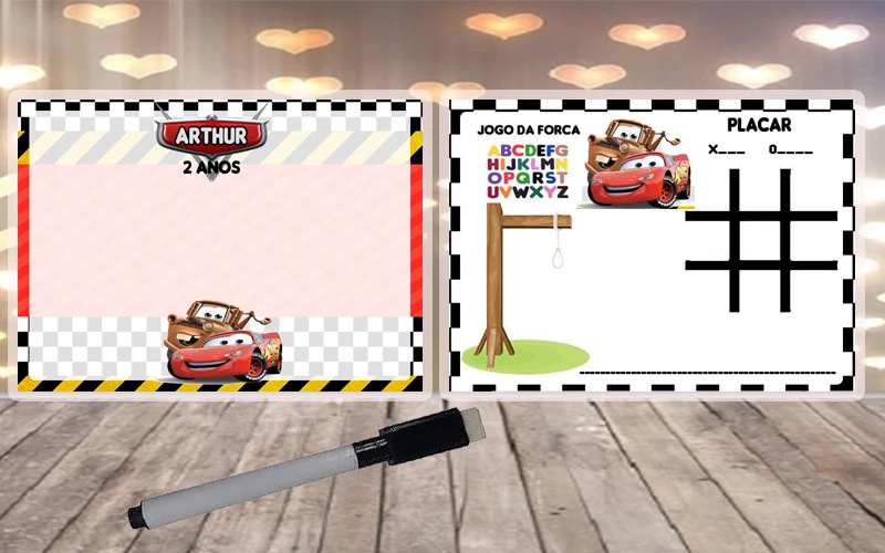 Lousa Magica Infantil Verso com Joguinhos Carros Disney