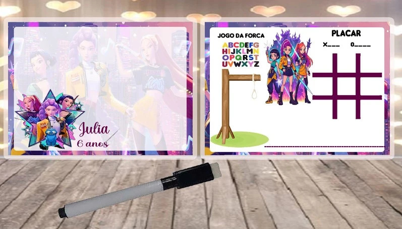 Lousa Magica Infantil Verso com Joguinhos das Guerreiras K-pop